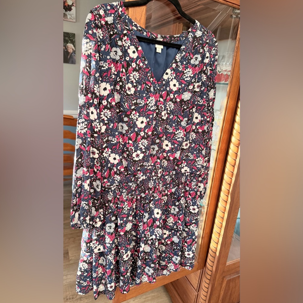 GAP Navy Drop-Waist Floral Dress with Pink and White Print